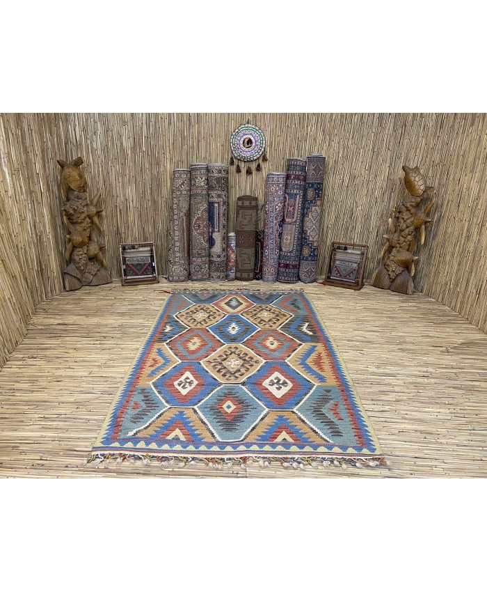 Handmade Turkish Kayseri Nomadic Original  Wool on Wool Kilim – FREE SHIPPING..!